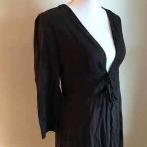 NWT FREE PEOPLE Deep V, Double Tie Black Dress L